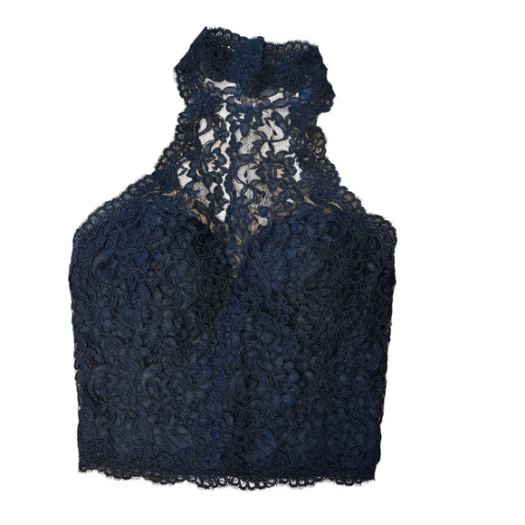 Vtg Only Hearts Black Lace Halter Corset Top Open Back 36C - Picture 1 of 8